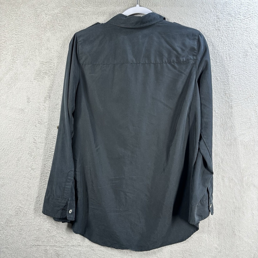 Chico's Modal Blend Blouse Sz M (1) Black Button Front Shirt Relaxed Fit - Picture 6 of 7